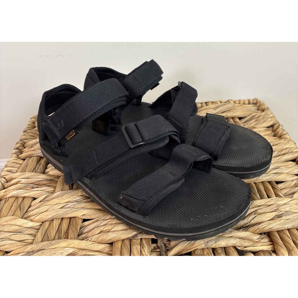 Teva Sandals‎ Mens 12 Cross Strap Trail Shoes 1107749 Black Outdoor Hiking Water